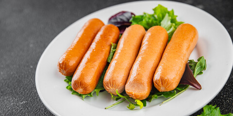 Sausages meat tasty fresh delicious gourmet food background table rustic food top view copy space