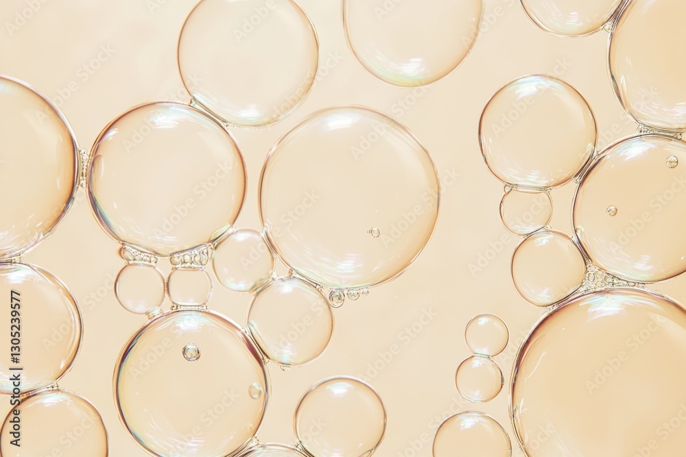 Aufkleber transparent bubbles floating on a beige background: a macro photography perspective