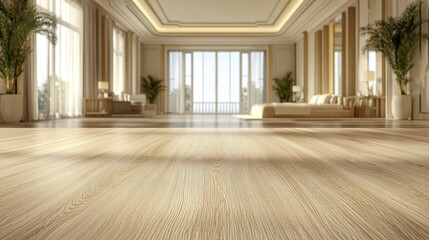 Luxurious bedroom floor view, spacious, bright