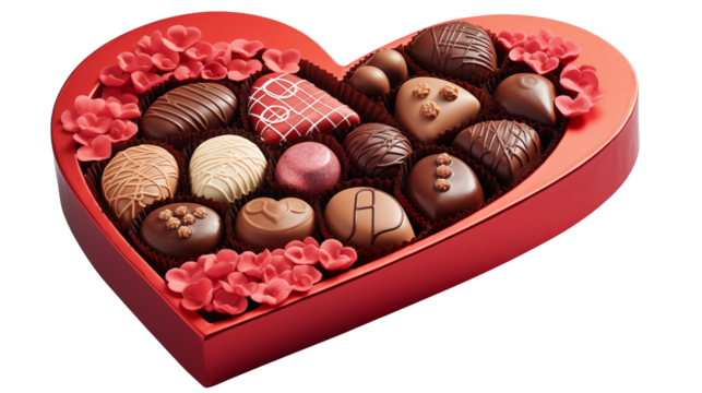 heart shaped box of chocolates heart shaped box of chocolates isolated on a transparent background