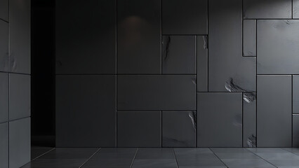 modern minimalist black walls feature textured dark slab pattern interior design purposes