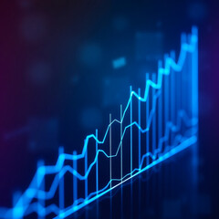  financial growth chart with neon blue lines against a dark background | generative AI