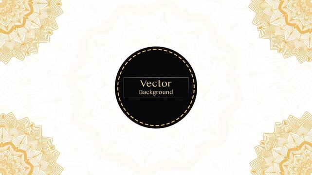 Opulent Gold Theme Blank Horizontal Video Background with Intricately Crafted Ornamental Symmetric Thin Mandala Lines, Mandala Background Pastel Yoga template. Gradient background with round mandala.