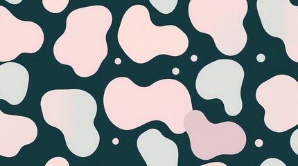 Abstract Pattern of Soft Shapes: A captivating seamless pattern showcasing soft, organic shapes in muted pastel colors against a dark background, creating a visually calming and contemporary design.