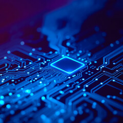 AI blue-glowing circuit board | generative AI