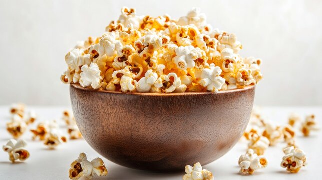 branded paper box bowl filled with popcorn offer a sweet and crunchy treat, on white background, 32k image