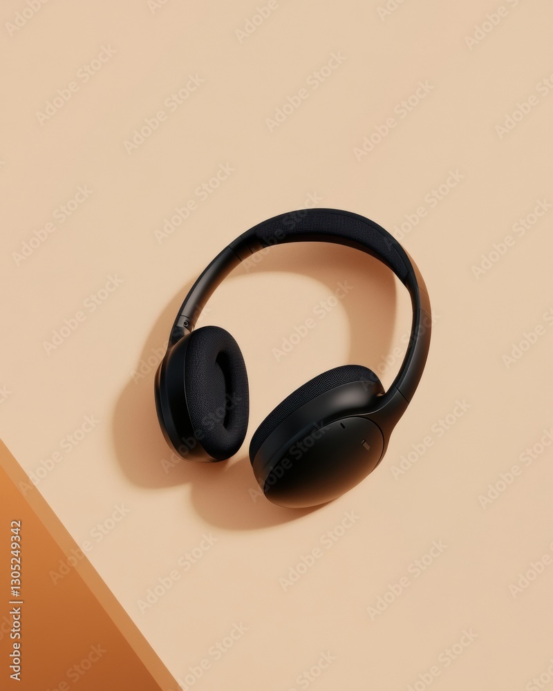 Poster minimalist wireless noise-canceling headphones sleek urban tech design for professional productivity