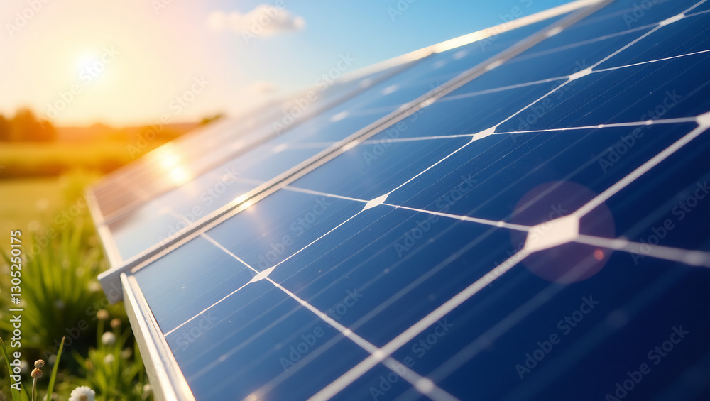 Wall mural an image of a solar panel array, showcasing the use of solar energy as a clean and sustainable power