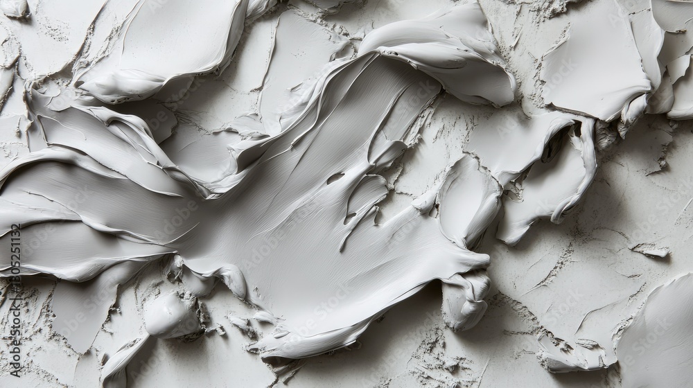 Poster textured grey surface with smooth, flowing lines and intricate patterns created by thick application