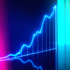  financial growth chart with neon blue lines against a dark background | generative AI