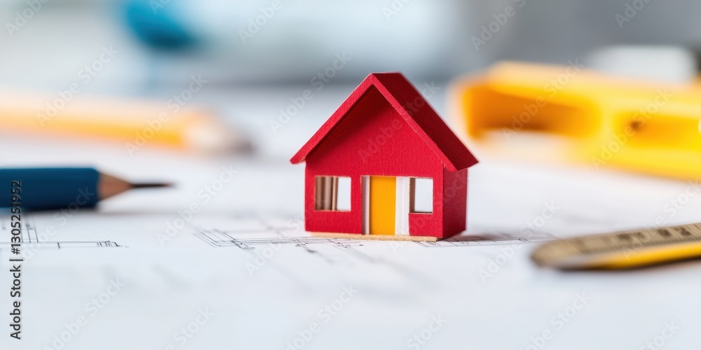 Aufkleber Miniature Urban Design Innovation Smart Home Architecture Visualization with Precision Planning Tools - Future-Forward Real Estate Investment Insights