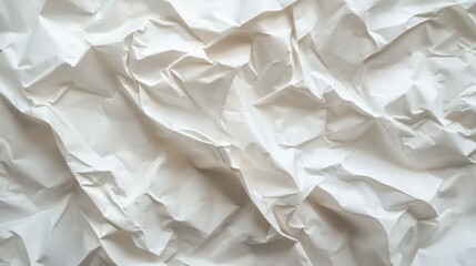 Obraz premium Crumpled White Paper Surface Abstract Background for Creative Designs, Textures, and Visual Effects in Various Artistic Applications and Projects