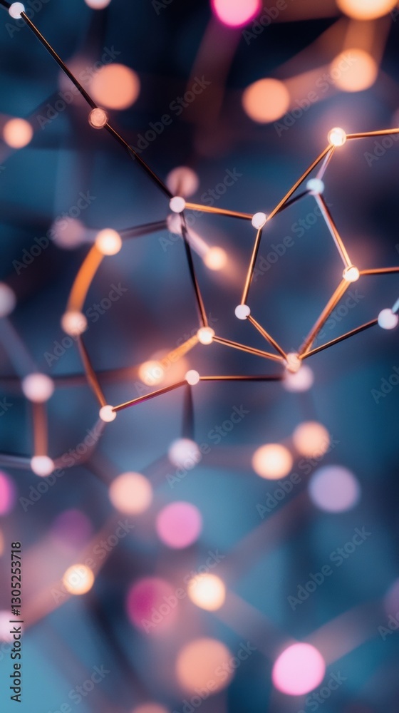Aufkleber Quantum Digital Network Futuristic Blockchain Visualization of Decentralized Connectivity, Advanced Fintech Innovation with Cyberpunk Aesthetic for Next-Gen Financial Technologies