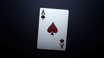 Obraz premium Close-Up View of a Single Playing Card Featuring the Ace of Spades with a Smooth Texture Against a Dark Background for Gaming and Design Use