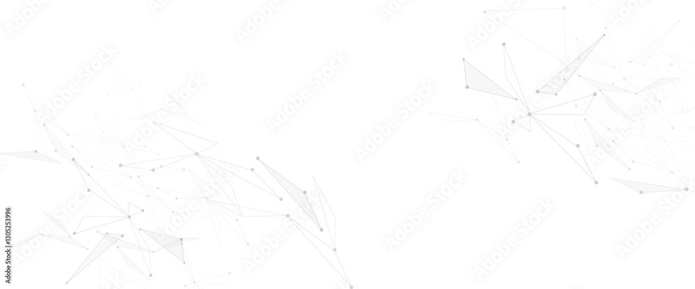 Poster Vector network in light grey and color with triangle lines and dots. illustration of minimalistic design with connecting the dots and lines.