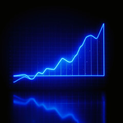  financial growth chart with neon blue lines against a dark background | generative AI