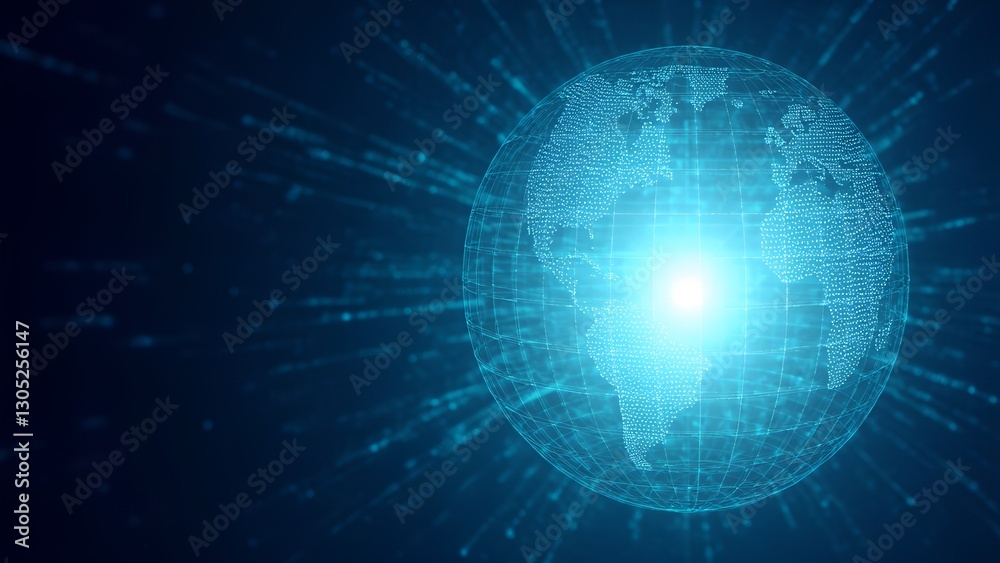 Poster digital globe visualization global network abstract graphic tech environment centered view data conn