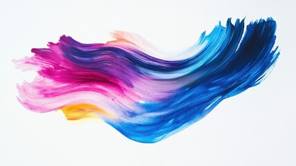Vibrant Colorful Abstract Brush Stroke on White Background Representing Artistic Expression, Creativity, and Dynamic Motion in Contemporary Art Style