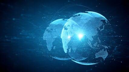 Digital global connections visualizing data interactions virtual space infographic tech environment futuristic viewpoint