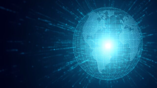 Digital globe visualization global network abstract graphic tech environment centered view data connectivity concept