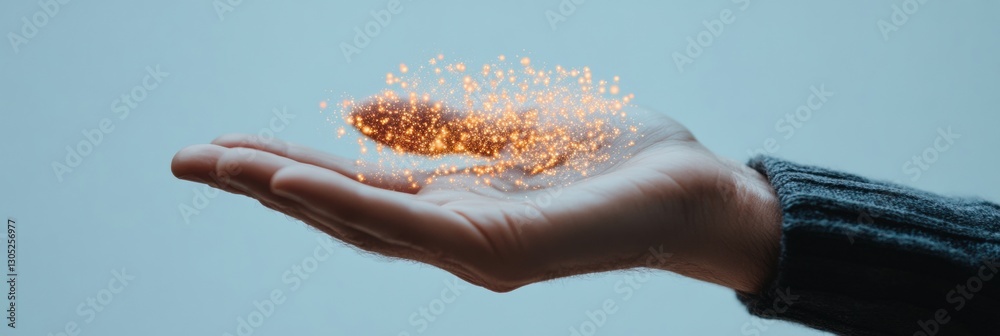 Poster Immersive Digital Transformation Minimalist Hand Holding Dynamic Holographic Network Visualization - Futuristic Tech Innovation and Business Intelligence Breakthrough