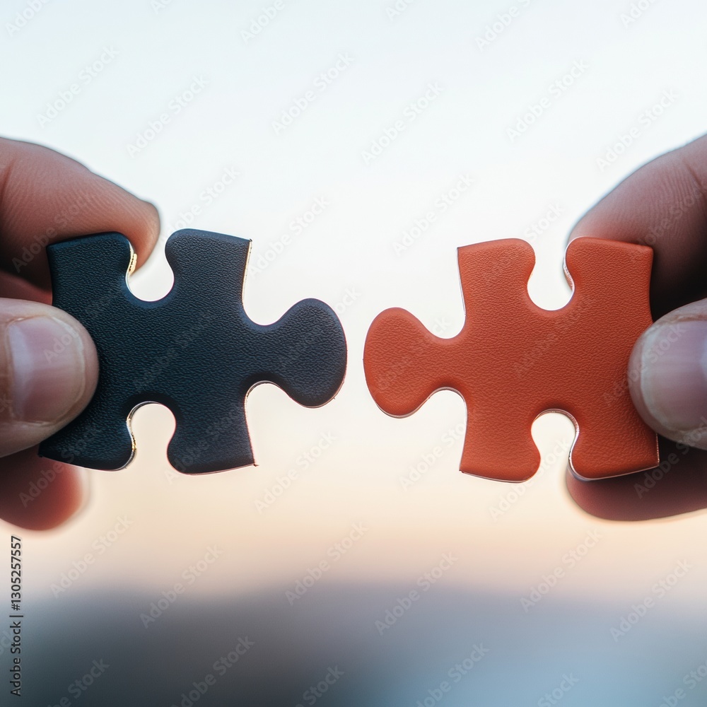 Aufkleber Collaborative Problem-Solving in the Digital Age Minimalist Puzzle Integration Visualizing Strategic Partnership and Innovative Business Synergy
