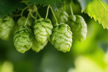 Artisan Craft Beer Revolution Sustainable Hop Harvesting - Vibrant Green Organic Agriculture Showcasing Craft Brewings Authentic Ingredient Sourcing