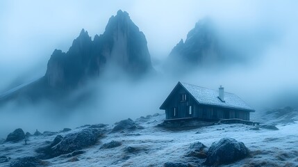 Serene and Enchanting Vision of Locatelli Hut Amongst the Clouds in the Captivating Dolomites of Italy