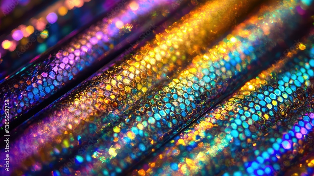 Poster vibrant colorful textures with shimmering patterns and reflections captured in a close-up image of i