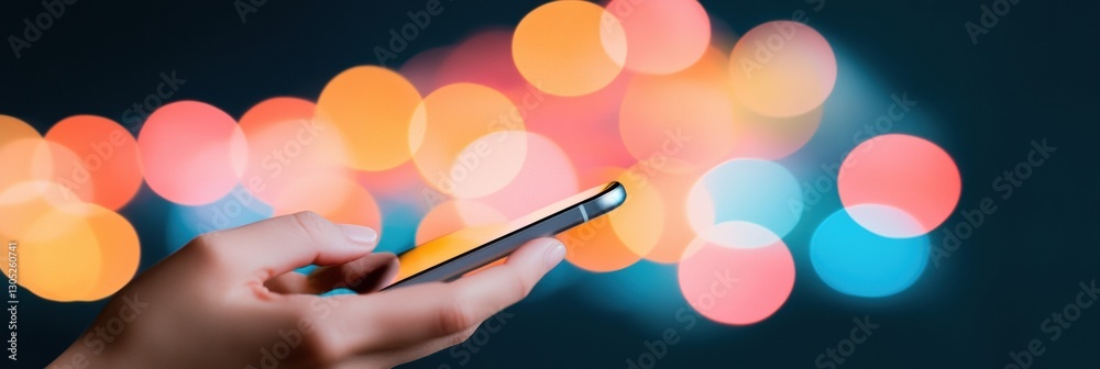Poster Digital Connectivity Pulse Immersive Smartphone Experience Revealing Gen Zs Hyperconnected Lifestyle through Luminescent Bokeh Interaction