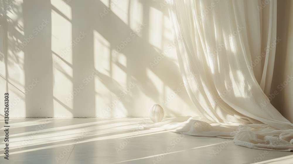 Poster soft natural light filtering through sheer curtains, creating beautiful shadows and patterns on mini
