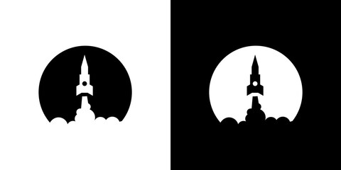 simple rocket logo design with negative space a rocket