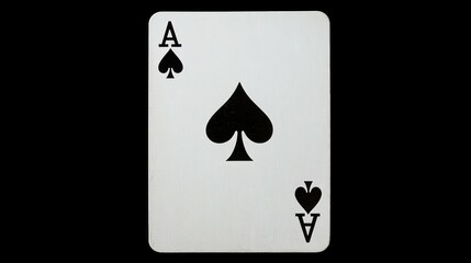 Ace of Spades Playing Card Isolated on Black Background, Symbolizing Luck, Fortune, and High Stakes in Gambling and Card Games