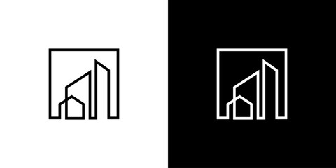simple building outline logo design