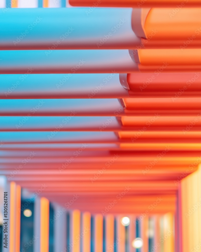 Poster Gradient Geometric Architecture Minimalist Urban Design Exploring Vibrant Color Transitions and Spatial Depth - Contemporary Architectural Visualization
