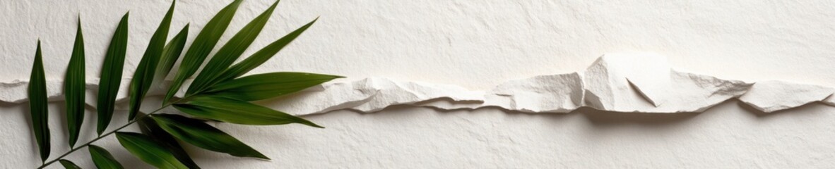 Minimalist Eco-Narrative Sculptural Coastal Palm Leaf and Textured Paper Landscape - Sustainable Design Inspiration for Environmental Storytelling