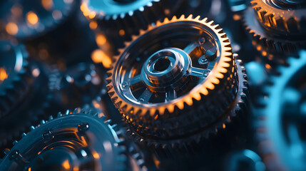 Intricate Gears in Perfect Synchronization Depicting Harmonious Teamwork and Unified Effort