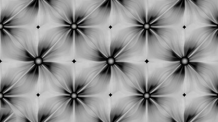 Fototapeta premium Abstract Flower Pattern: A captivating black and white floral pattern with a mesmerizing radial design, creating a sense of depth and intricate detail. 