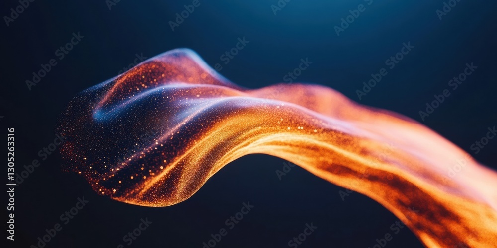 Poster Fluid Quantum Dynamics Immersive Data Wave Visualization in Metallic Ember Tones - Next-Gen AI Innovation and Digital Transformation Aesthetics