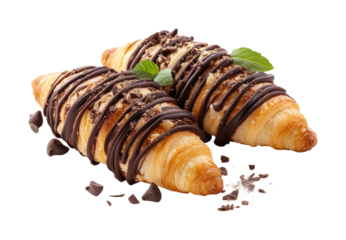 Indulge in parisian chocolate croissants isolated on transparent background png