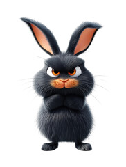 Humorous black rabbit in green isolated on transparent background png