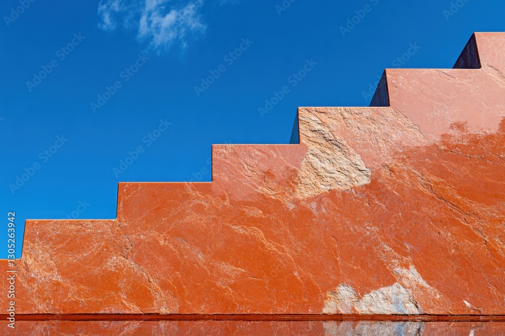 Fototapete terracotta geometrics urban architectural minimalism exploring chromatic contrast and spatial dynami