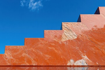 Terracotta Geometrics Urban Architectural Minimalism Exploring Chromatic Contrast and Spatial Dynamics in Contemporary Design Visualization