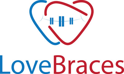 Dental logo with heart and braces