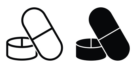Pills icon vector, capsule icon, drug sign and symbol