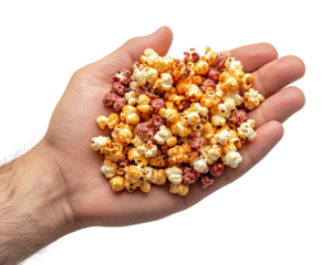 Male hand with popcorn in cinema isolated on transparent background png