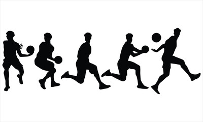 Basketball player silhouette set on a white background