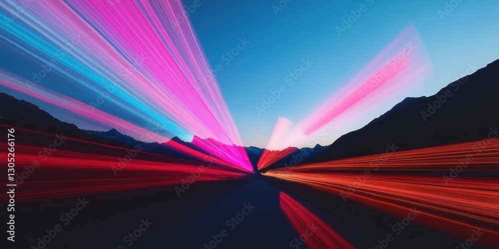 Poster dynamic urban light aesthetics futuristic megacity skyline and digital connectivity - innovative sma