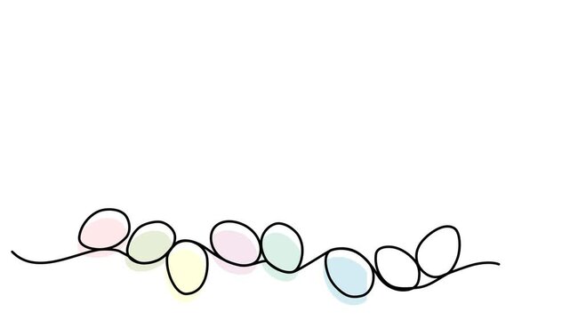 animation of a continuous drawing of an Easter egg with a bow in one line.