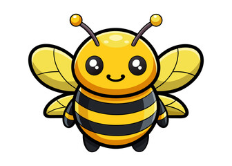 Cute Cartoon Bee Icon – Fun and Playful Bumblebee Vector Illustration